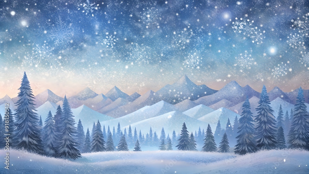 Empty panoramic winter background. Christmas winter blurred background. Xmas tree with snow decorated with garland lights, holiday festive background. Empty panoramic winter background. Christmas winter blurred background. Xmas tree with snow decorated with garland lights, holiday festive background.
