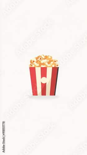 Simple and elegant illustration of a minimalist popcorn bucket set against a pastel background. Perfect for modern, clean design projects