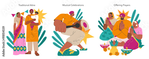 Navaratri. Flat Vector Illustration