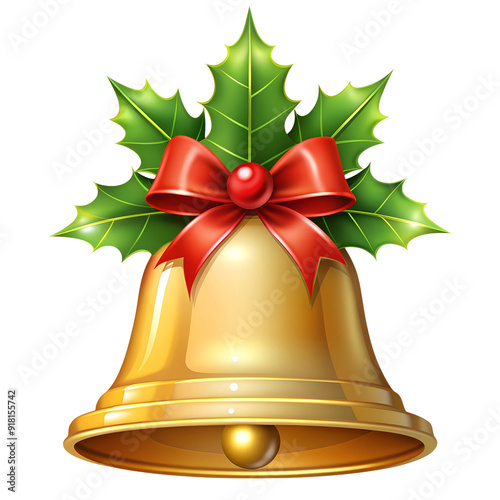 Christmas Ding Dong Bell Vector Illustration, Isolated on White Background, Holiday Decor Design