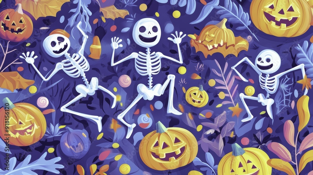 Halloween Skeletons and Pumpkins Halloween Skeletons and Pumpkins