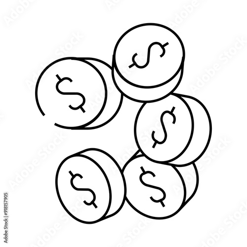 coins money line icon vector. coins money sign. isolated contour symbol black illustration