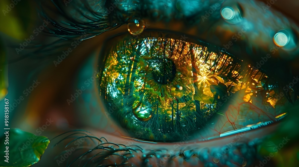 Captivating Forest Reflections Shimmering Within Ethereal Eye Captivating Forest Reflections Shimmering Within Ethereal Eye