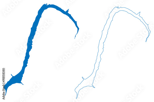 Lago di Livigno Lake (Italian Republic, Italy, Swiss Confederation, Switzerland) map vector illustration, scribble sketch Lago del Gallo, Punt dal Gall Dam map