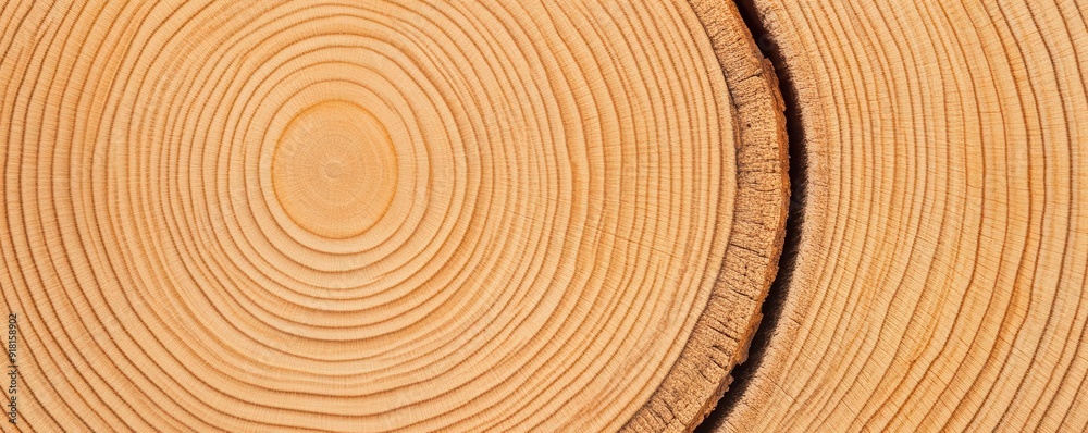 Fototapeta premium Tree rings showing age progression, timeline, natural growth