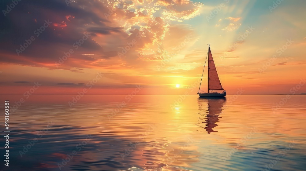 Fototapeta premium Sailboat at Sunset