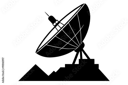 Satellite dish antenna silhouette vector on a white background