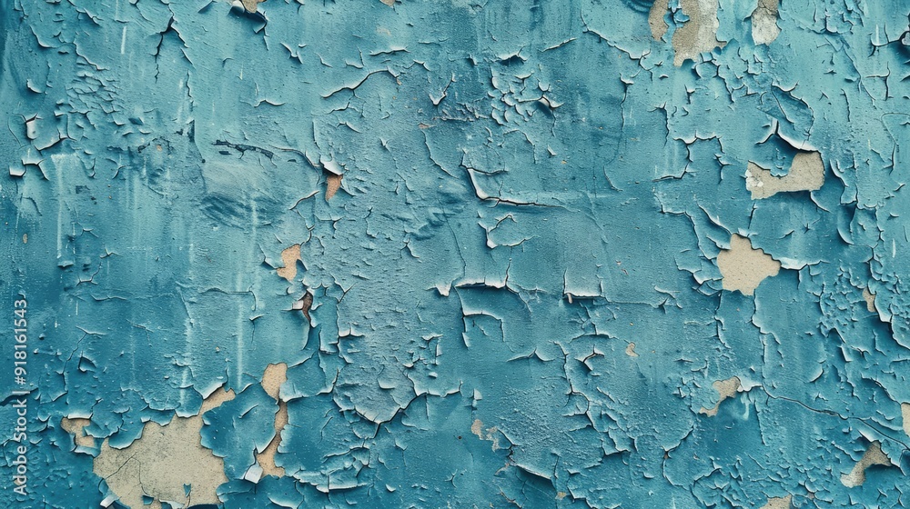 Obraz premium Detail of old weathered blue wall
