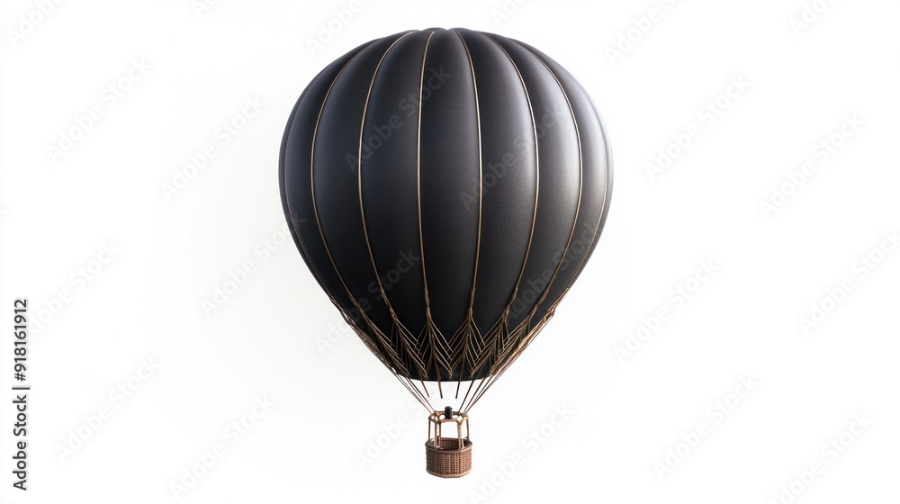 Obraz premium Black Hot Air Balloon with Golden Accents