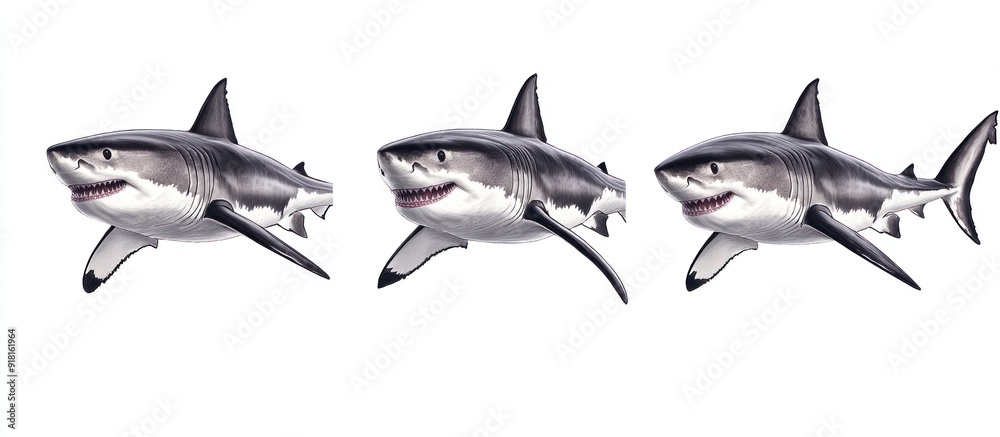 Three Great White Sharks in a Row Three Great White Sharks in a Row