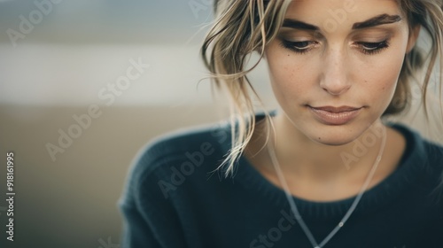 Portrait of Smiling Woman With Curly Hair Outdoors in Natural Light