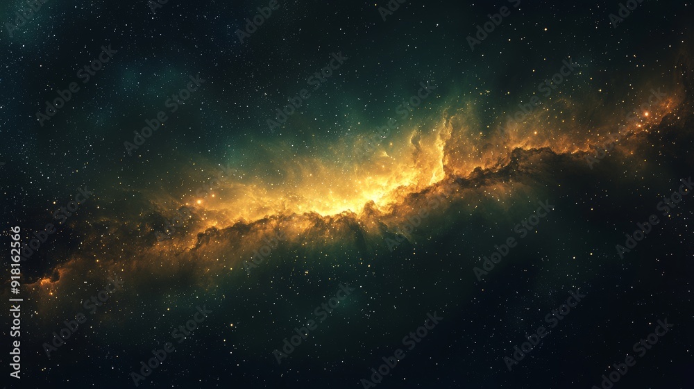 Fototapeta premium Cosmic Scene with Starfilled Sky and Glowing Nebula, Dark Background with Bright Stars Generative AI