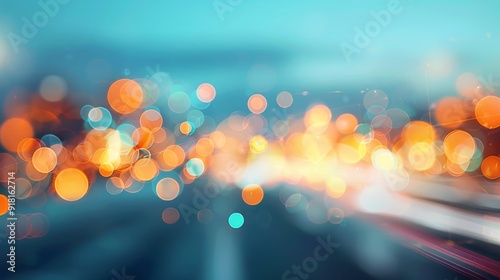 Abstract Bokeh Lights From Urban Traffic at Night