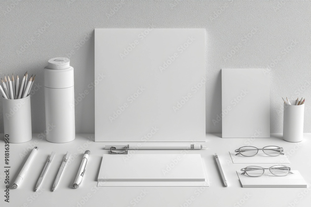 Realistic blank stationery set mockup isolated created with generative ai Realistic blank stationery set mockup isolated created with generative ai
