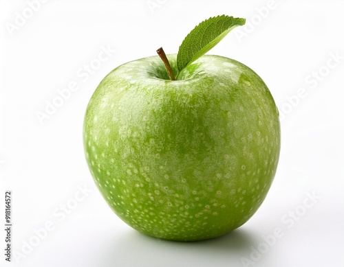 Green Apple with Leaf