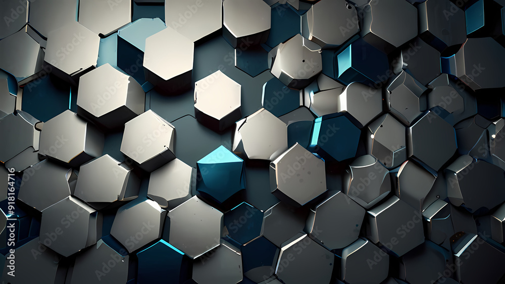 sleek and modern abstract background composed of interconnected polygons with metallic textures
