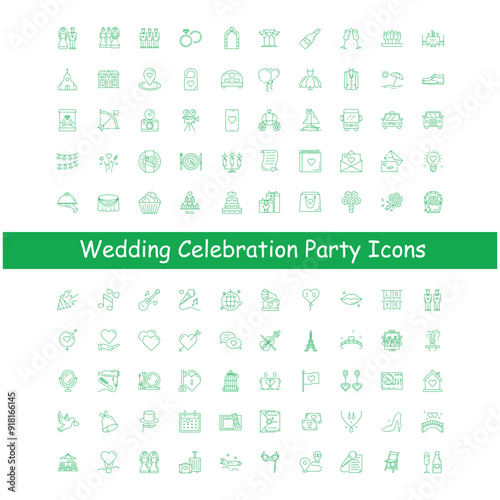 Wedding Party Celebration Vector Icon Design Collection