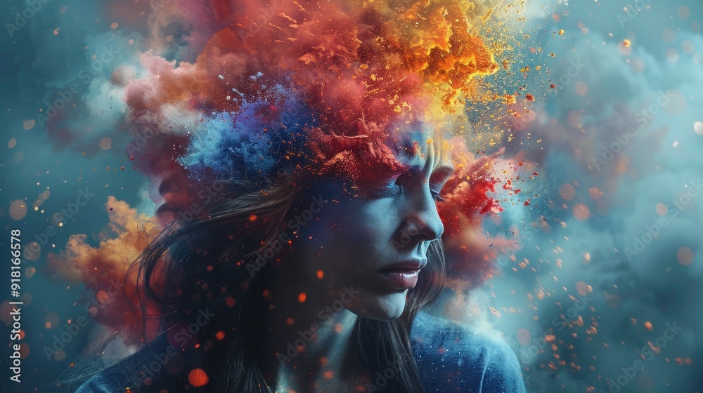Overwhelmed Woman with a Colorful Mind Overwhelmed Woman with a Colorful Mind