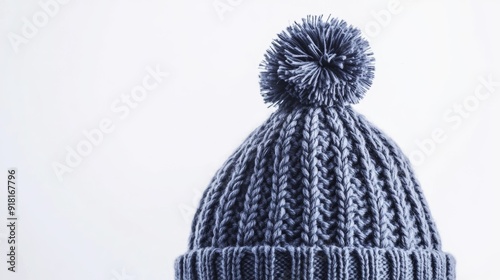 Cozy Winter Hat with Pompom on White Background, Perfect for Winter Fashion and Accessories Generative AI