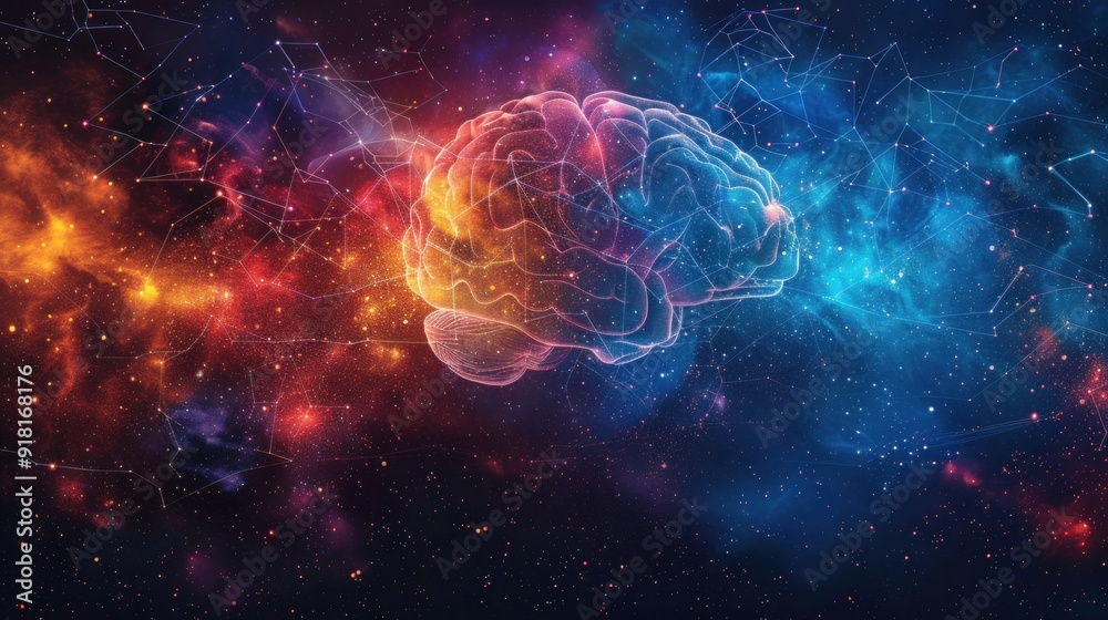 Fototapeta premium Vibrant Neural Networks: Colorful Connections in the Brain