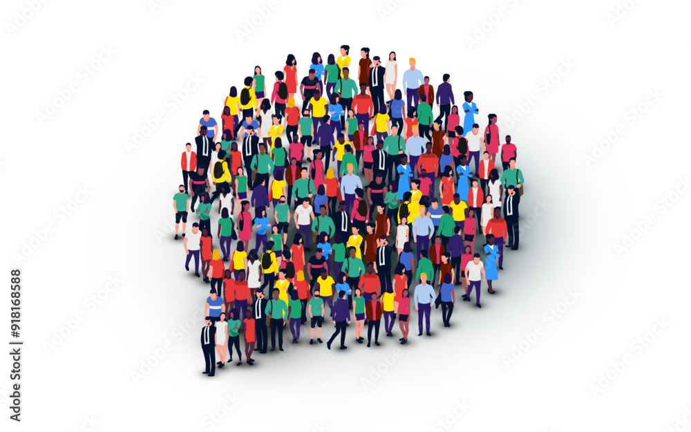 Large group of people in the chat bubble shape. Large group of people in the chat bubble shape.