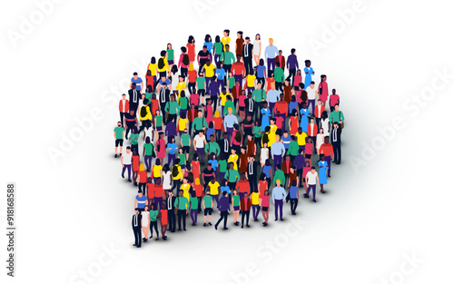 Large group of people in the chat bubble shape.