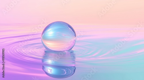 A Peaceful Reflection of a Bubble on Colorful Water