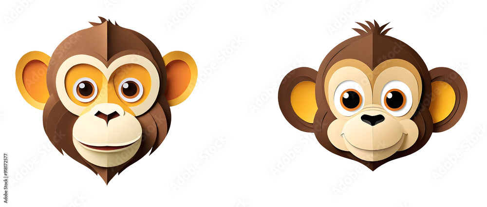 Charming illustration of a cute monkey face, isolated on a transparent or white background. Charming illustration of a cute monkey face, isolated on a transparent or white background.