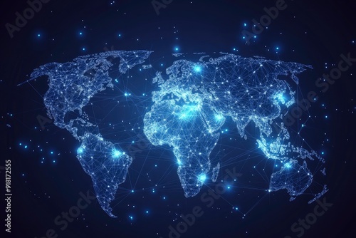 Global network connection. World map point and line composition concept of global business. Vector Illustration with generative ai