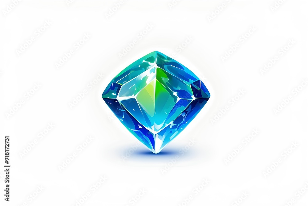 Fototapeta premium shiny, polished blue diamond-shaped gemstone with sharp, precise facets, radiating luxury, elegance, and high-end jewelry aesthetics