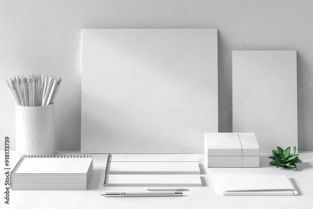Realistic blank stationery set mockup isolated created with generative ai Realistic blank stationery set mockup isolated created with generative ai