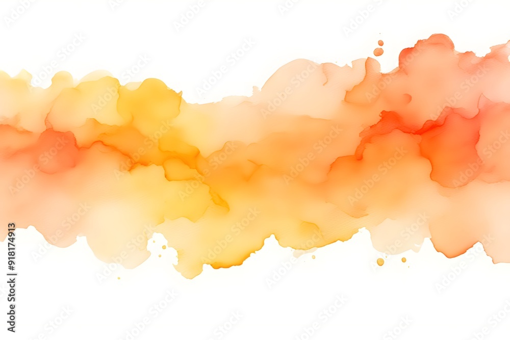 Obraz premium A gradient from pale orange to bright yellow watercolor on white background, AI Generated