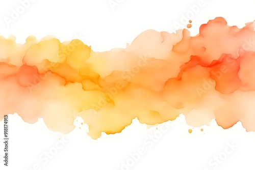 A gradient from pale orange to bright yellow watercolor on white background, AI Generated