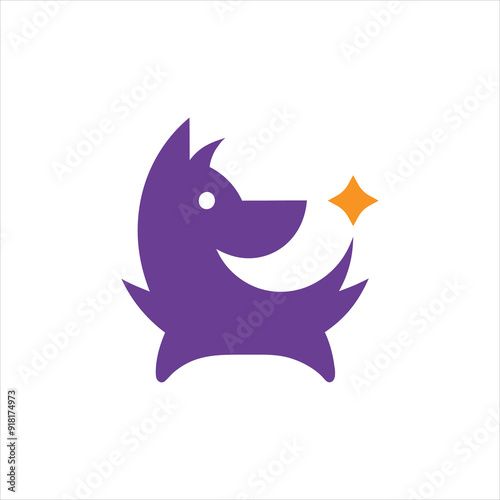 Dog Star Logo Vector illustration icon isolated  on white background