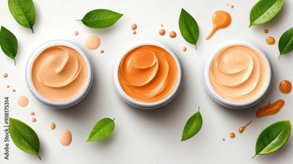 Facial masks, creamy and clay textures, realistic style Facial masks, creamy and clay textures, realistic style