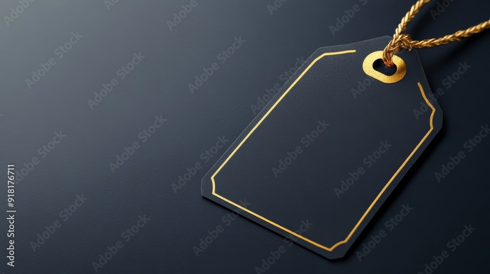 Fototapeta premium elegant Black Friday sale tag with gold details, isolated on a dark gradient background 