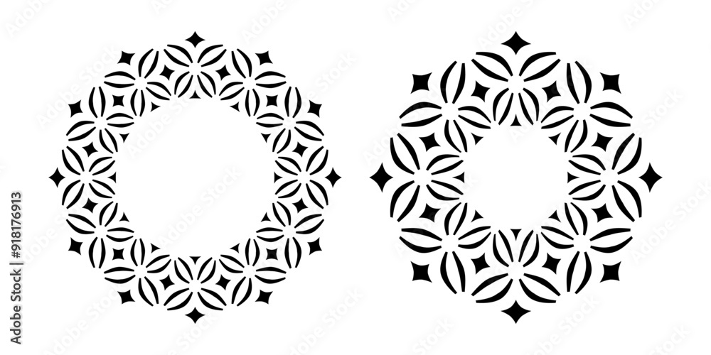 Fototapeta premium Set of Decorative Radial Geometric Patterns.