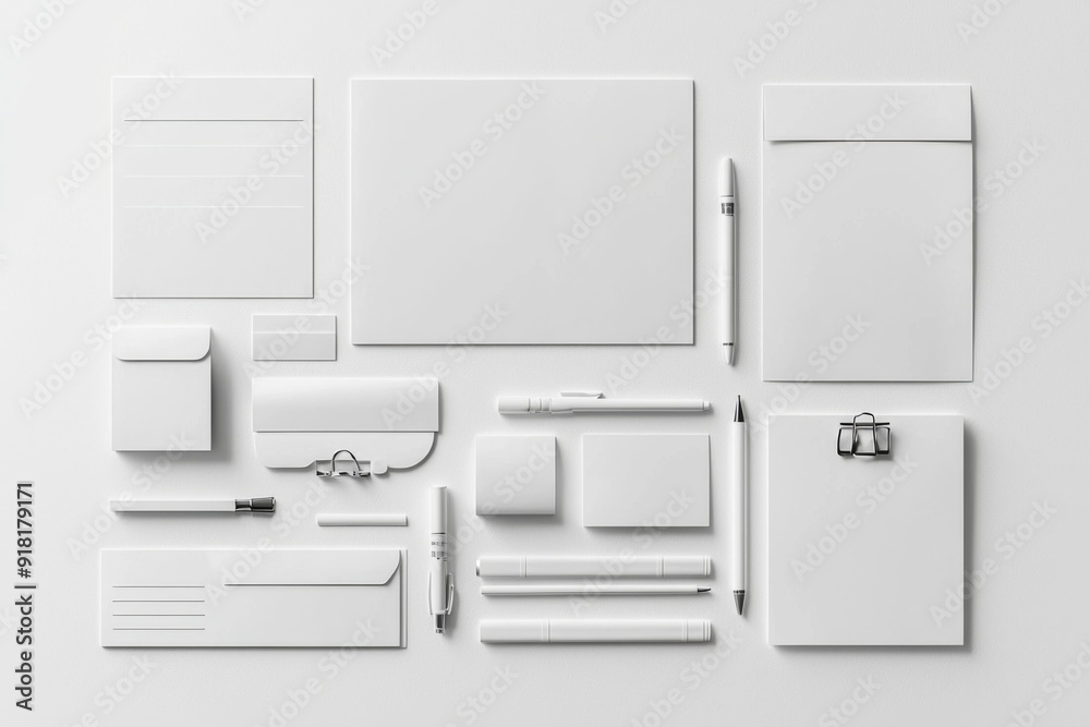 Realistic blank stationery set mockup isolated created with generative ai Realistic blank stationery set mockup isolated created with generative ai