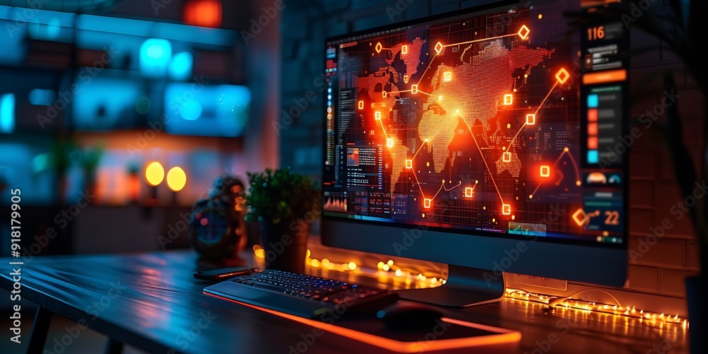 Technology Smart home with connected devices and digital icons Glowing house with symbolism Technology Smart home with connected devices and digital icons Glowing house with symbolism