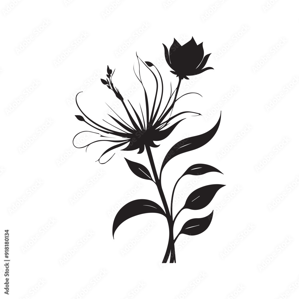 Flower silhouette with white background