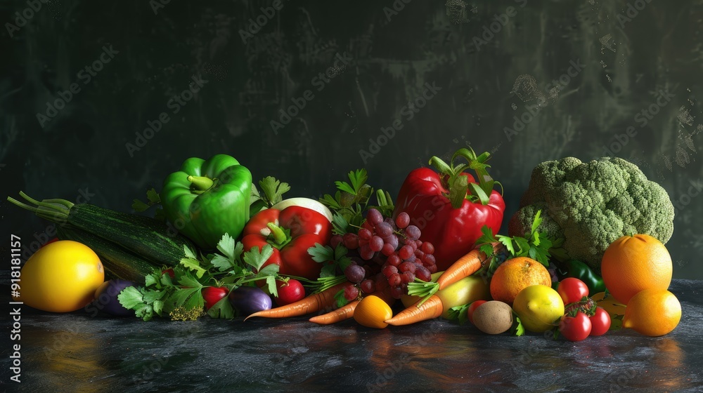 Set of fruit and vegetables. Collection of different vegetables