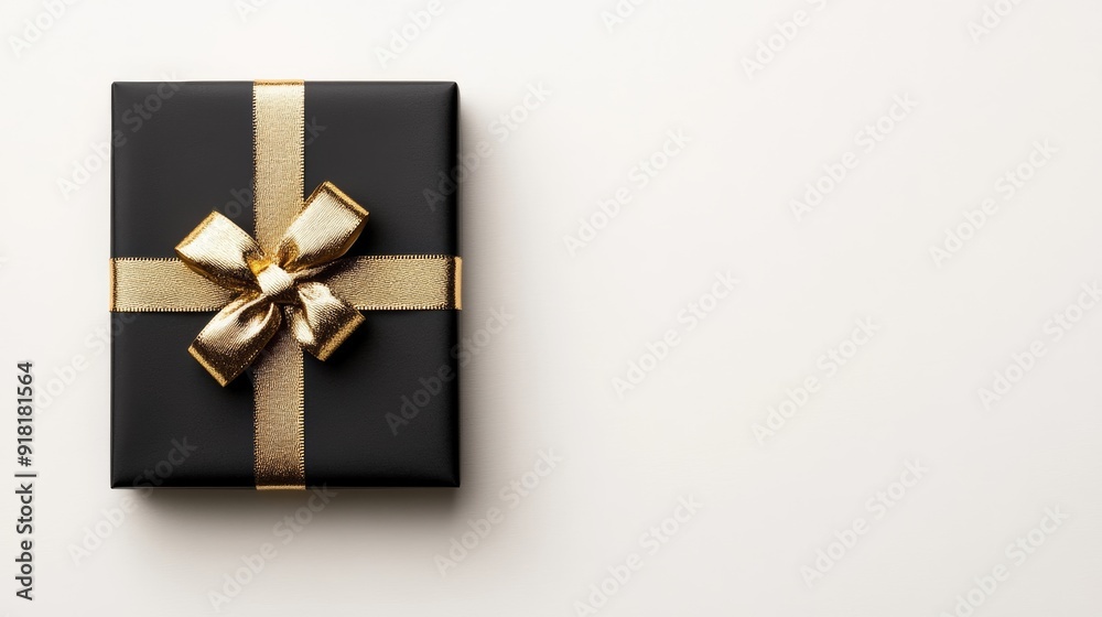 isolated image of an elegant Black Friday gift card with gold ribbon, white background isolated image of an elegant Black Friday gift card with gold ribbon, white background