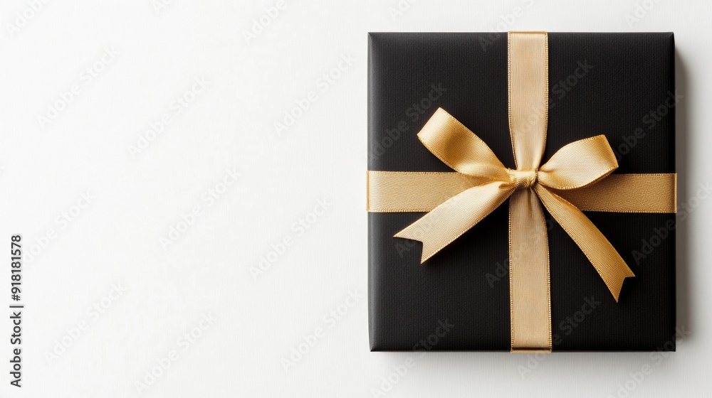 isolated image of an elegant Black Friday gift card with gold ribbon, white background isolated image of an elegant Black Friday gift card with gold ribbon, white background