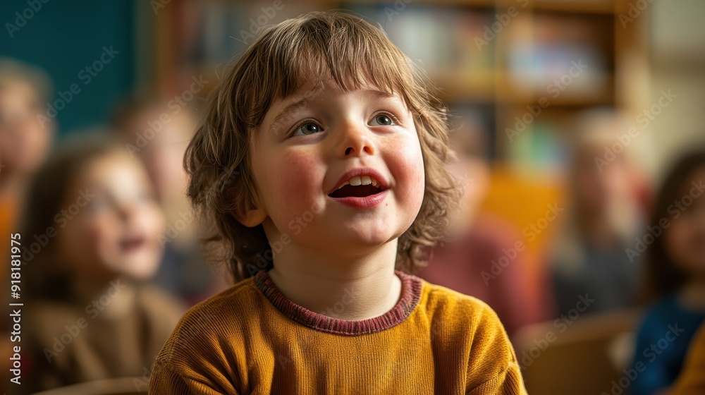 A young child is smiling and looking at the camera A young child is smiling and looking at the camera