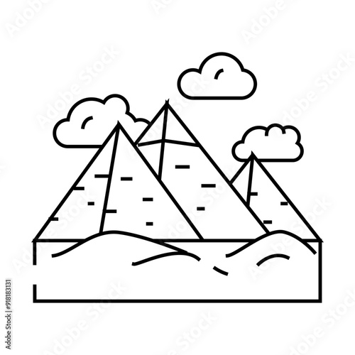 pyramid construction line icon vector. pyramid construction sign. isolated contour symbol black illustration