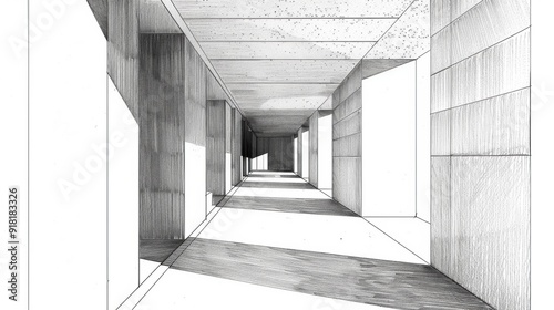 Straight interior architecture  detailed lines  post-modern.