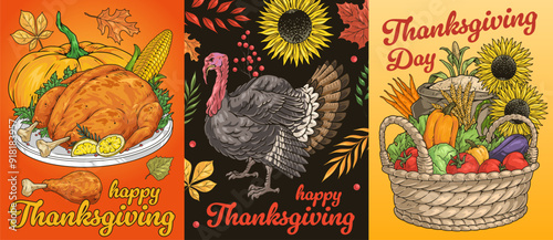 Happy Thanksgiving vintage flyer colorful