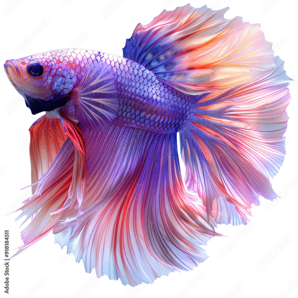 Fototapeta premium Siamese fighting fish isolated on a transparent background for web, banner, wallpaper