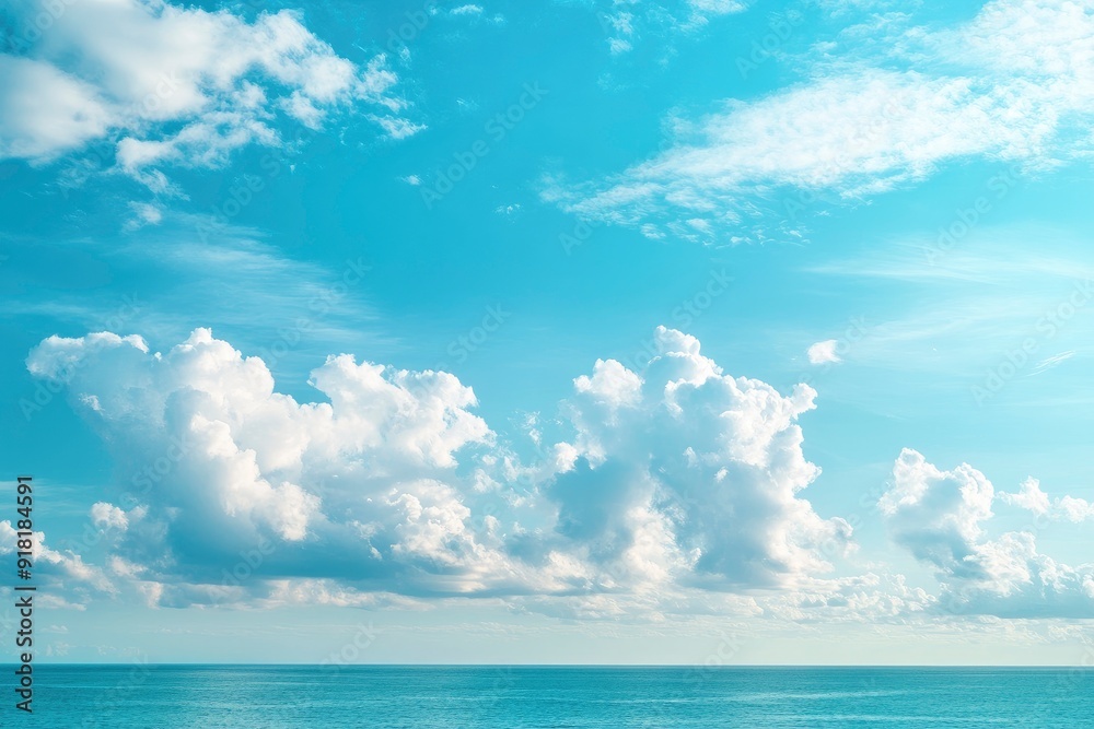 Panorama of clear sky background for summer vacation concept at ocean and summer sea water with sunlight of beautiful cloudy sky with generative ai Panorama of clear sky background for summer vacation concept at ocean and summer sea water with sunlight of beautiful cloudy sky with generative ai