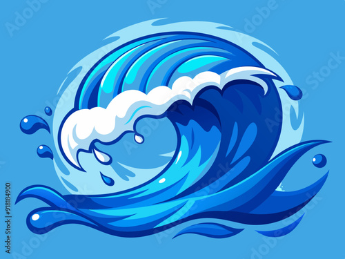 Anime style, Blue water wave